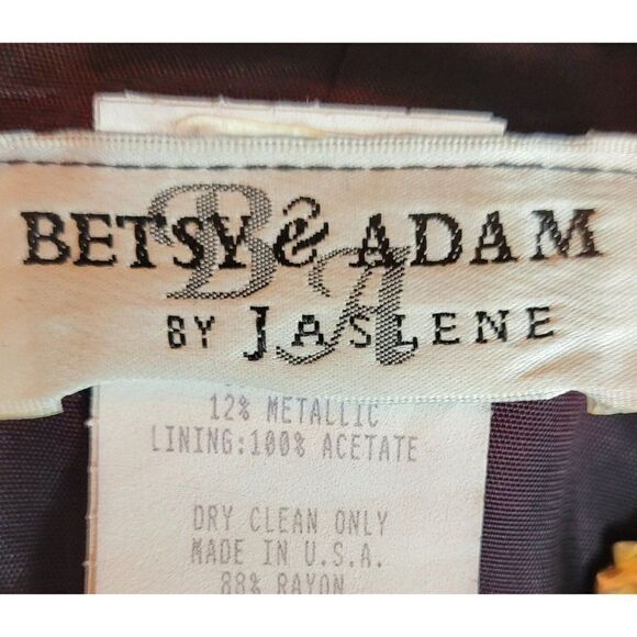 Vintage 80's Formal Eggplant Metallic Crochet Lace Overlay Sleeveless Gown Sz M - Picture 5 of 15